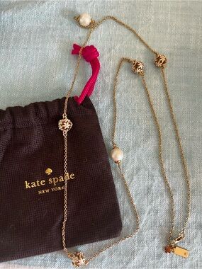 kate spade gold-tone station necklace with pearl accents